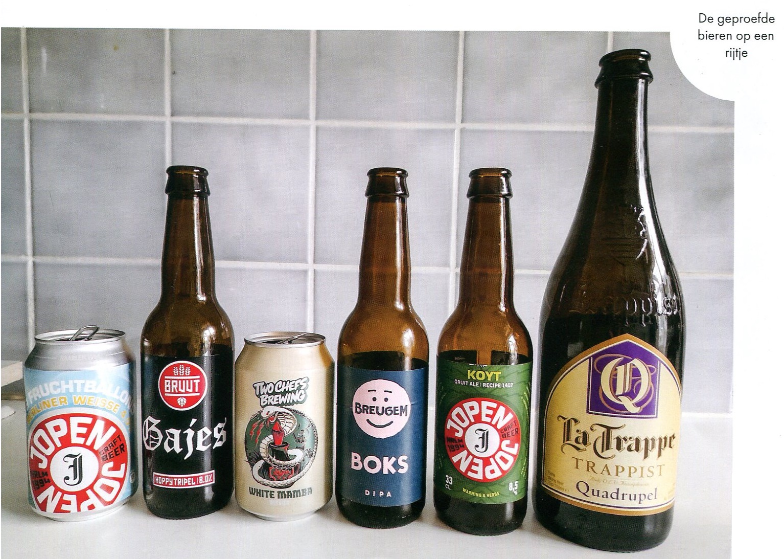 Bierproefavond Haarlem, alle geproefde bieren op een rijtje